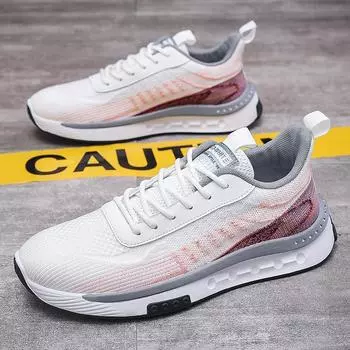 Дышащая повседневная обувь с летающей тканью, модная трендовая универсальная мужская обувь, спортивная обувь с сеткой для бега 39 чёрный