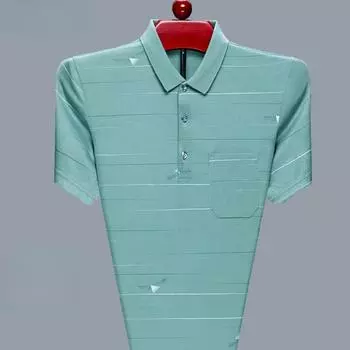 Дышащая рубашка поло из ледяного шелка, мужская летняя футболка с коротким рукавом, удобная для пап среднего возраста M