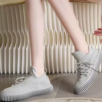 Дышащая сетчатая обувь для женщин, кроссовки на плоской подошве, мягкие, удобные, противоскользящие, обувь для движения, женская, вулканизированная обувь 2024 года, осень 35 серый