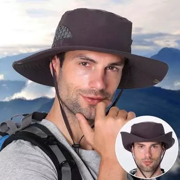 Дышащая сетчатая панама для мужчин и женщин, летняя шляпа от солнца с защитой от ультрафиолета, уличная шляпа для пешего туризма и рыбалки, панама с широкими полями, пляжная кепка