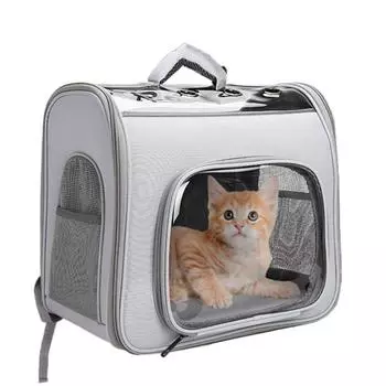 Дышащая сетчатая переноска для домашних животных, рюкзак, портативная сумка для собак, удобная для переноски, чехол для переноски кошек, кемпинг серый