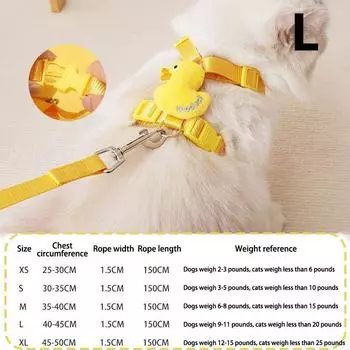 Дышащая сетчатая шлейка для домашних животных, мультяшная маленькая желтая утка, жилет для домашних животных, поводок для маленьких собак, щенков, кошек, регулируемый поводок с пряжкой