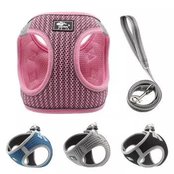 Дышащая сетчатая шлейка для собак, жилет для маленьких собак, светоотражающий жилет без тяги для домашних животных, кошек, чихуахуа, мопса, тренировочная шлейка для прогулок и комплект поводков XS