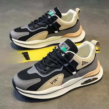 Дышащая сетчатая спортивная обувь мужская корейская версия модная универсальная толстая подошва повседневная обувь для бега 39