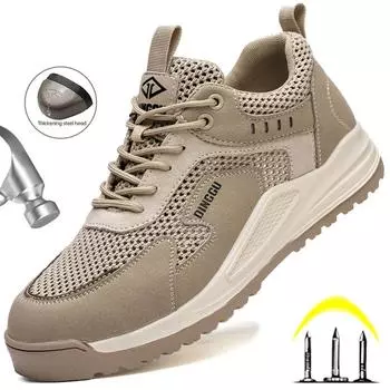 Дышащая сетчатая защитная обувь для мужчин для работы кроссовки противоударные неразрушимые туфли легкие стальные носки рабочая обувь для мужчин обувь 38