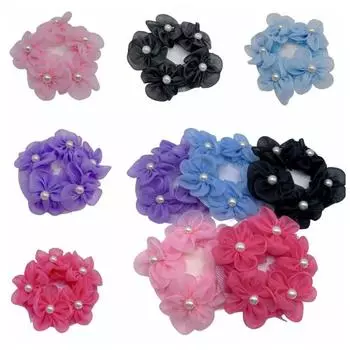 Дышащая сетка для девочек, эластичная сетка для волос с жемчужным цветком, чехол для пучка волос, балетная сетка для волос для детей фиолетовый