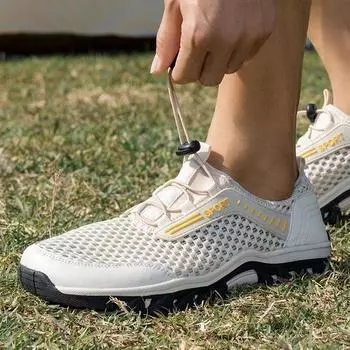 Дышащая сетка мужские кроссовки для активного отдыха обувь для мужчин летние походные сандалии забродная обувь спортивная ходьба Hombre Zapatillas мужской 39 бежевый