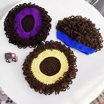 Дышащая шапочка для парика, милый реквизит для фотосъемки, новая вязаная шапка для ребенка розовый