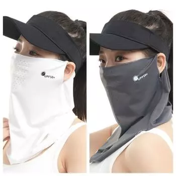 Дышащая солнцезащитная вуаль для лица Защита от солнца для шеи Летняя маска для лица из ледяного шелка для походов Dark Grey-Style A