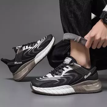 Дышащая спортивная обувь мужская корейская версия универсальные кроссовки на толстой подошве 35