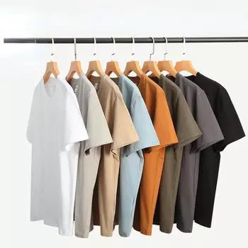 Дышащая свободная мужская хлопковая футболка однотонного цвета для занятий спортом на открытом воздухе M