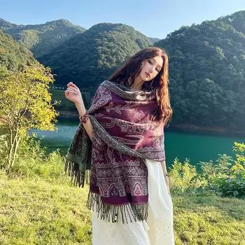 Дышащая, теплая и универсальная домашняя, осенне-зимняя женская шаль для путешествий, толстый плащ, одеяло с кондиционером 190*65cm фиолетовый