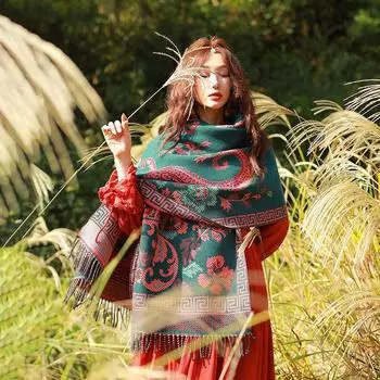 Дышащая, теплая и универсальная домашняя, осенне-зимняя женская шаль для путешествий, толстый плащ, одеяло с кондиционером 190*65cm зелёный