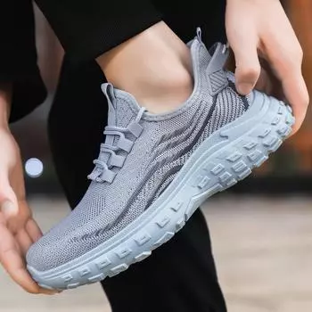 Дышащая удобная мужская обувь с сетчатой поверхностью, легкие все модные молодежные модные повседневные одиночные кроссовки для бега, спортивная обувь 39 чёрный