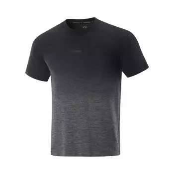 Дышащая универсальная повседневная футболка с коротким рукавом Li Ning Мужские топы Черный Серый ATSV049-7 M
