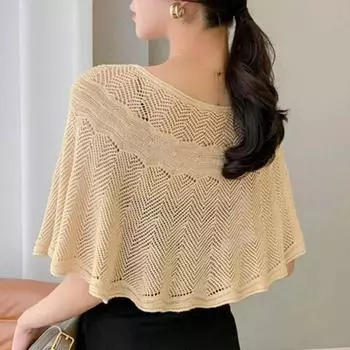 Дышащая вязаная шаль Цветочная солнцезащитная блузка пуловер повседневный шейный платок шарф женский белый