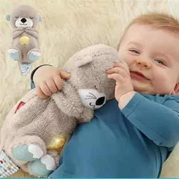 Дышащая выдра 3D-объемный звук Чучела животных Медведь-компаньон для сна, который дышит и сияет, питает серый