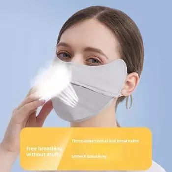 Дышащая защита для лица, однотонная, супермягкая, безопасная для кожи, защита от ультрафиолета, тонкая трехмерная солнцезащитная защита для лица чёрный