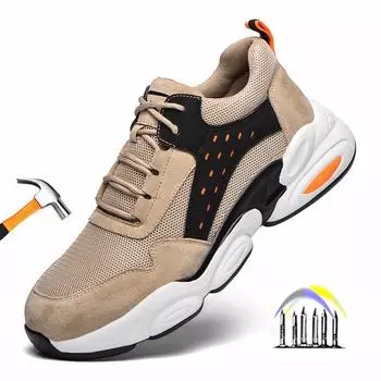 Дышащая защитная обувь для работы, неразрушимая обувь для мужчин, защитная обувь со стальным носком, устойчивая к проколам, рабочие кроссовки 36