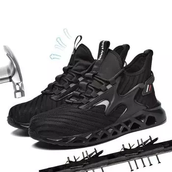 Дышащая защитная обувь, мужская небьющаяся и непрокалывающая рабочая обувь со стальным носком, тканая защитная обувь из кевлара 39 чёрный