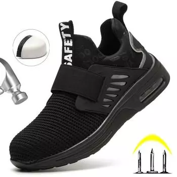 Дышащая защитная обувь, мужская пластиковая защитная обувь с носком, легкая рабочая обувь без шнуровки, мужские и женские защитные кроссовки, мужские 47