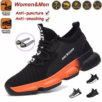 Дышащая защитная обувь Рабочая обувь Мужская защитная обувь с защитой от ударов Защитная обувь со стальным носком 37 чёрный