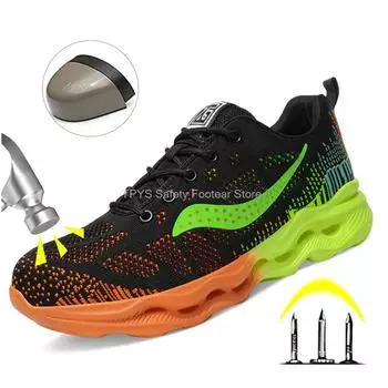 Дышащая защитная обувь со стальным носком, мужская, противоударная, противоударная, прочная, рабочая, легкая, мужская, кроссовки 38