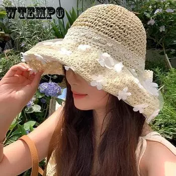 Дышащая женская модная шляпа для рыбалки с защитой от солнца, украшением в виде банта и функцией пляжа ONE SIZE бежевый