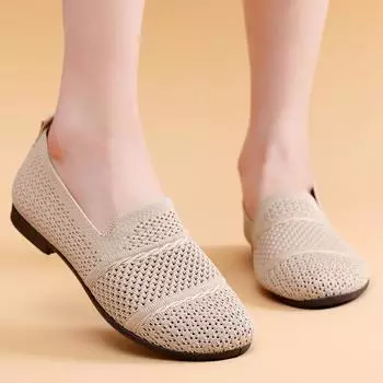 Дышащая женская обувь Flyknit, новая тканевая обувь, повседневная рабочая обувь 35 чёрный