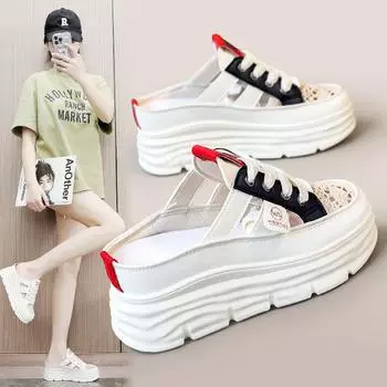 Дышащая женская обувь, лето 2024, повседневная обувь с толстой подошвой, увеличивающая рост, модные женские сандалии 34