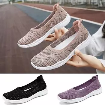 Дышащая женская обувь с сеткой, легкие повседневные туфли без шнуровки на плоской подошве, женские лоферы, носки, мамина обувь 37 чёрный