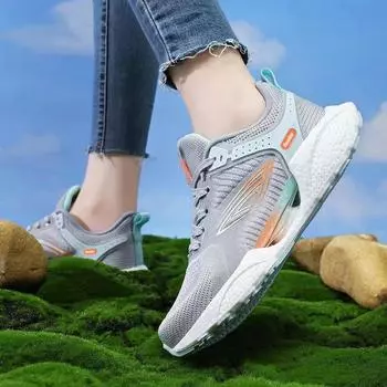 Дышащая женская повседневная обувь с сеткой, легкая противоскользящая женская спортивная обувь на мягкой подошве 36 чёрный