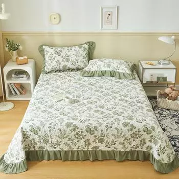 Дышащее двухслойное покрывало из пряжи с принтом, мягкое покрывало, стеганые покрывала, односпальная двуспальная простыня Queen, 2 наволочки Only 2pcs pillowcase