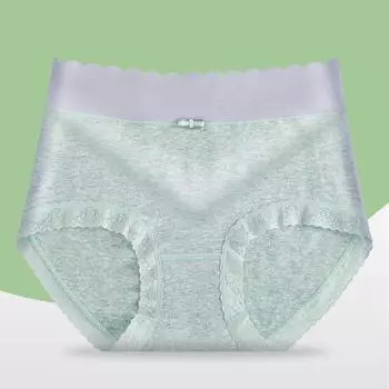 Дышащее хлопковое женское нижнее белье со средней талией, простое и модное нижнее белье, бесшовные и удобные треугольные брюки L зелёный