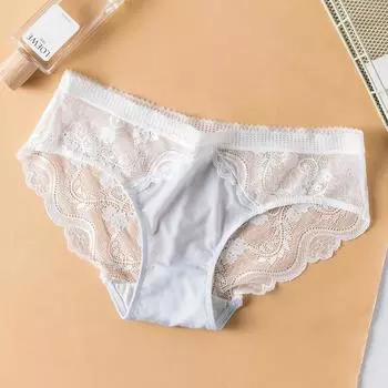 Дышащее нижнее белье без следов для женщин, сексуальные кружевные трусы с кружевной талией, милое нижнее белье в стиле девушки M светло-синий