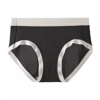 Дышащее нижнее белье Быстросохнущее нижнее белье из ледяного шелка Бесшовное женское нижнее белье со средней талией Антибактериальные Высокая эластичность Удобные треугольные брюки M чёрный