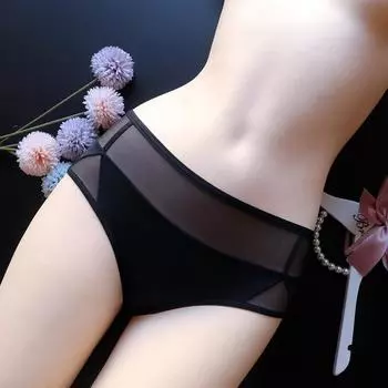 Дышащее нижнее белье, быстросохнущие сетчатые трусы в стиле пэчворк для женщин, трусики со средней талией и подъемом бедер для женщин M чёрный