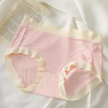 Дышащее нижнее белье для женщин, брюки со средней посадкой и плоскими углами, антибактериальные брюки из чистого хлопка с промежностью, большие размеры, не зажимающие ягодицы M розовый