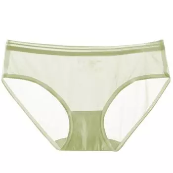 Дышащее нижнее белье из ледяного шелка с бесследной сеткой для женщин, цельное, со средней талией, с большим треугольным низом, тонкое