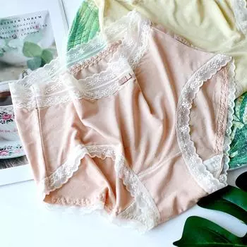 Дышащее нижнее белье, мягкие кружевные женские трусики, удобные трусики со средней талией на бедрах, удобные трусики One Size синий