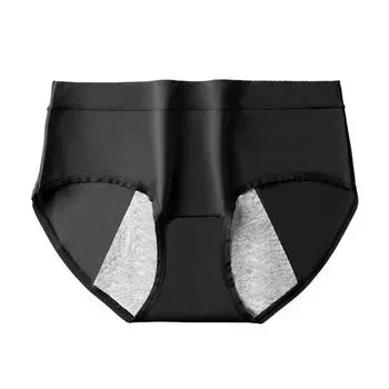 Дышащее нижнее белье со средней посадкой, удобное женское нижнее белье из чистого хлопка, расширенное герметичное антибактериальное менструальное белье M чёрный