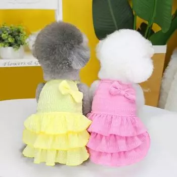 Дышащее платье для питомца, очаровательная стильная собака, многослойный подол, принцесса M зелёный