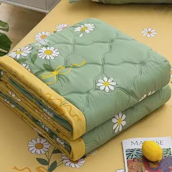 Дышащее прохладное одеяло с принтом ромашки, тонкое одеяло, механическая стирка, одеяла для кондиционера, мягкое удобное тонкое одеяло с принтом ромашки 80x100cm