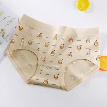 Дышащее женское нижнее белье из чистого хлопка с принтом на талии, удобное нижнее белье, милые и простые модные трусы L жёлтый