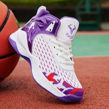 Дышащие баскетбольные кроссовки с сеткой для мальчиков, детские весенне-летние профессиональные студенческие спортивные тренировочные кроссовки, нескользящие, износостойкие 40 красный
