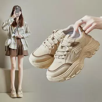 Дышащие беговые кроссовки без шнуровки для женщин, повседневная спортивная прогулочная обувь из искусственной кожи на шнуровке, женские легкие массивные кроссовки, теннисные туфли 35