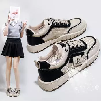 Дышащие белые туфли с низким берцем для женщин, новые летние туфли интернет-знаменитостей с большой головкой, повседневная обувь на платформе, XQ-H707 35