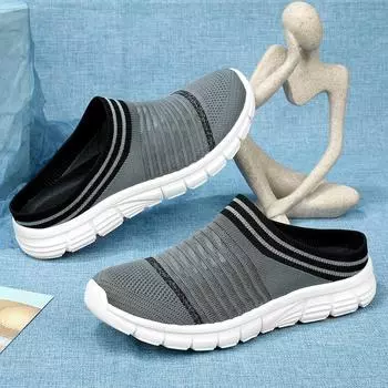 Дышащие большие размеры парной обуви пара полутапочек повседневная обувь мужская обувь женская обувь сумка голова летающие плетеные легкие тапочки 35 чёрный