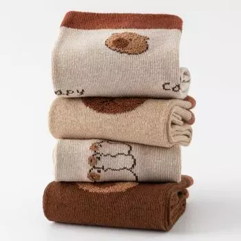 Дышащие детские хлопковые носки, мягкие носки из капибары, противоскользящие детские носки из капибары 2-15 лет EU18-25