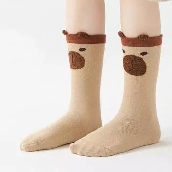 Дышащие детские носки Capybara, чулки с рисунком капибары, нескользящие детские хлопковые носки для мальчиков EU18-25